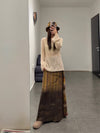 SWAYING 25 Fall/Winter Collection: Woolen A-line skirt with tie-up detail and gradient design SW-SW25AW3B08C1S2-HZ (Yellow-Brown)